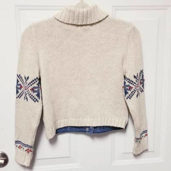 KC Parker Denim Jacket White Nordic Isle Knitted girl 7/8 - Picture 2 of 6